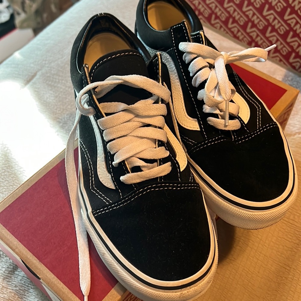 Black and white old school vans